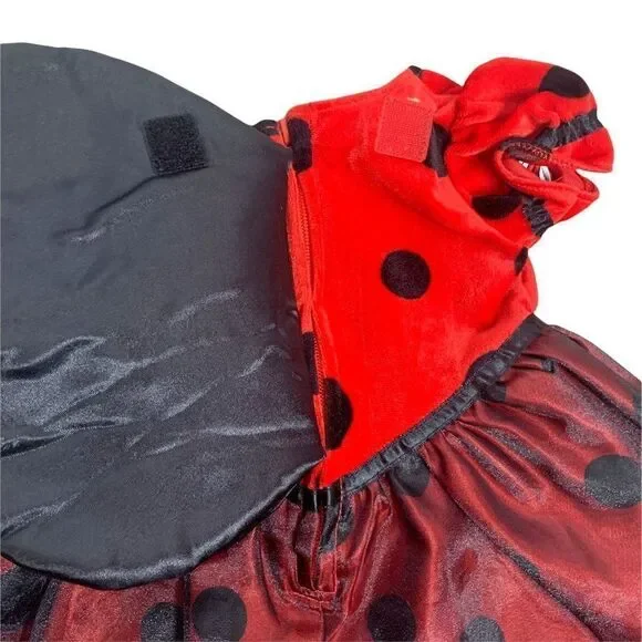 Miniwear Polka Dot Ladybug Dress 3-6 months Red Velvet Wings Costume Dress Up - Picture 5 of 6